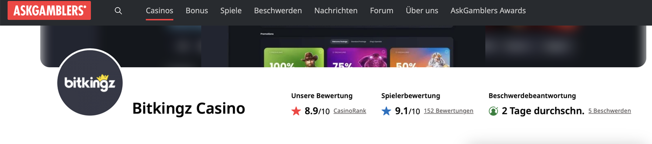 Bitkingz Bewertung bei AskGamblers Bitkingz Casino Bewertung bei AskGamblers mit 8,9 von 10 Redaktionswertung und 9,1 von 10 Spielerbewertung