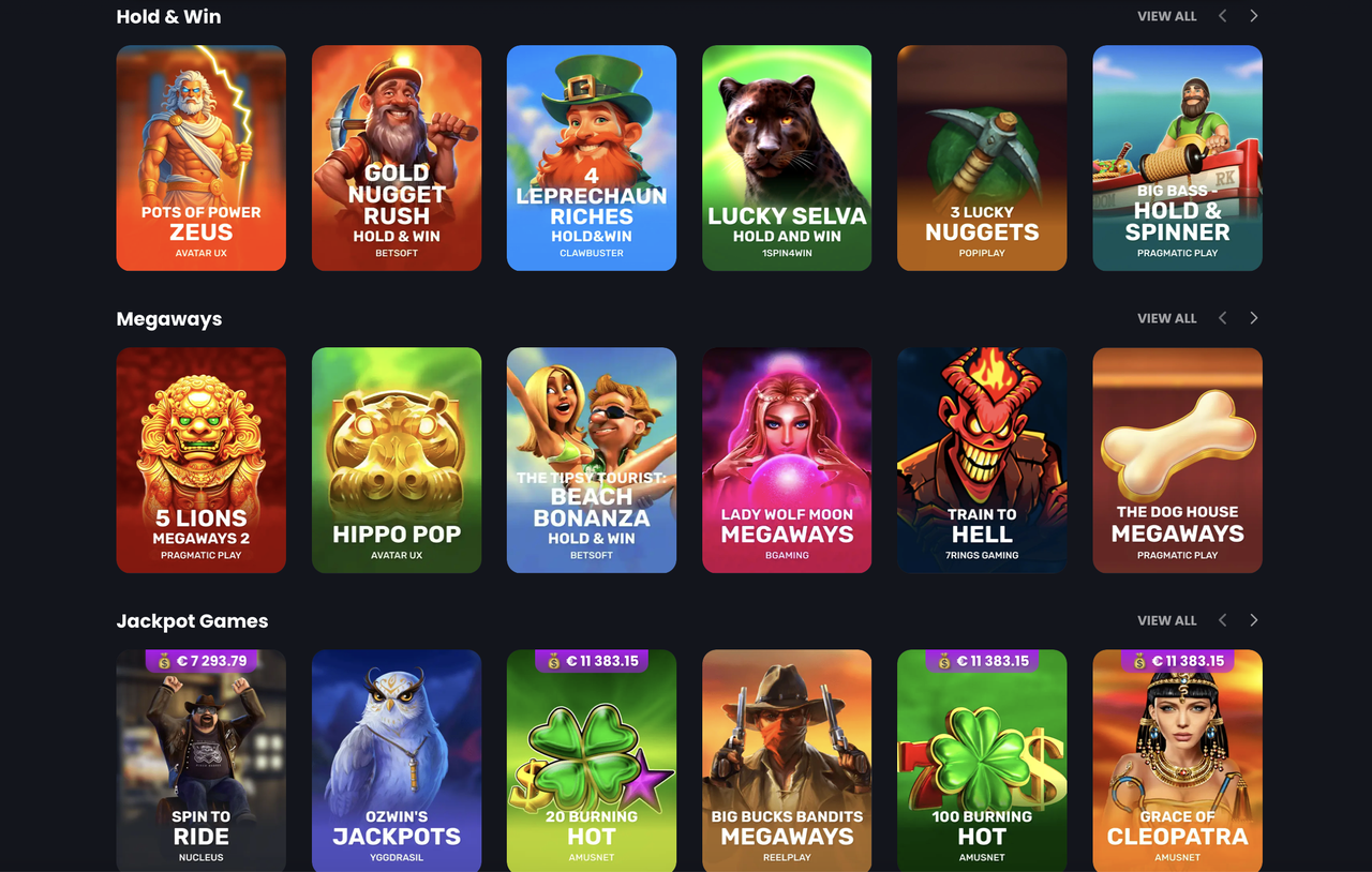 Bitkingz Slots Kategorien Hold and Win, Megaways und Jackpot-Slots bei Bitkingz mit Live-Jackpot-Zählern