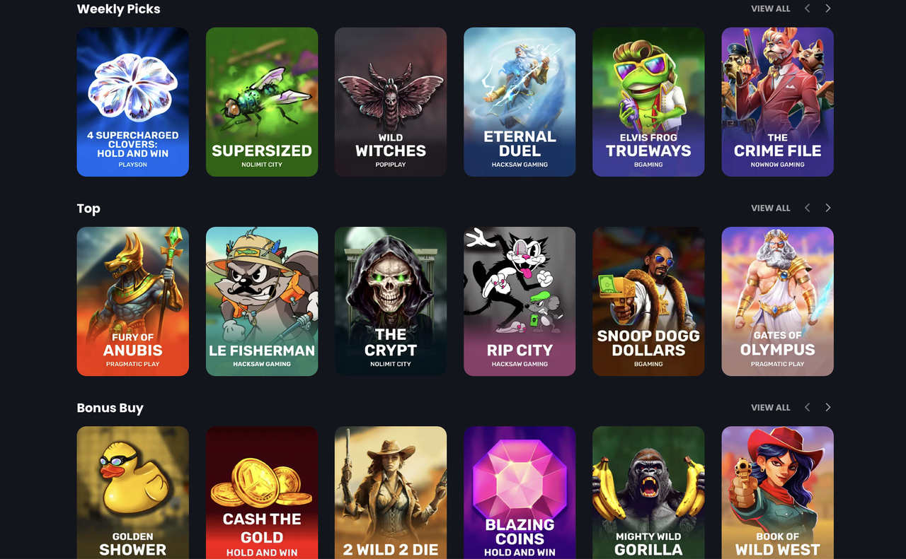 Bitkingz Slots Lobby Slot-Lobby von Bitkingz Casino mit Weekly Picks, Top-Spielen und Bonus-Buy-Kategorie